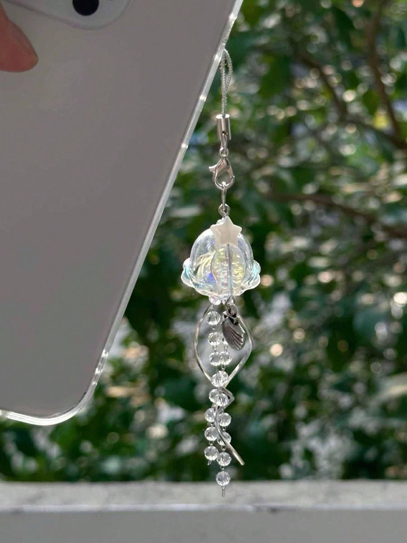 Jellyfish Design Keychain, Cute Clear Phone Chain, Stylish Keychain, Fashionable Keychain for Women & Men, Trendy All-match & Exquisite Keychain for Birthday Gift, Keychain Pendant