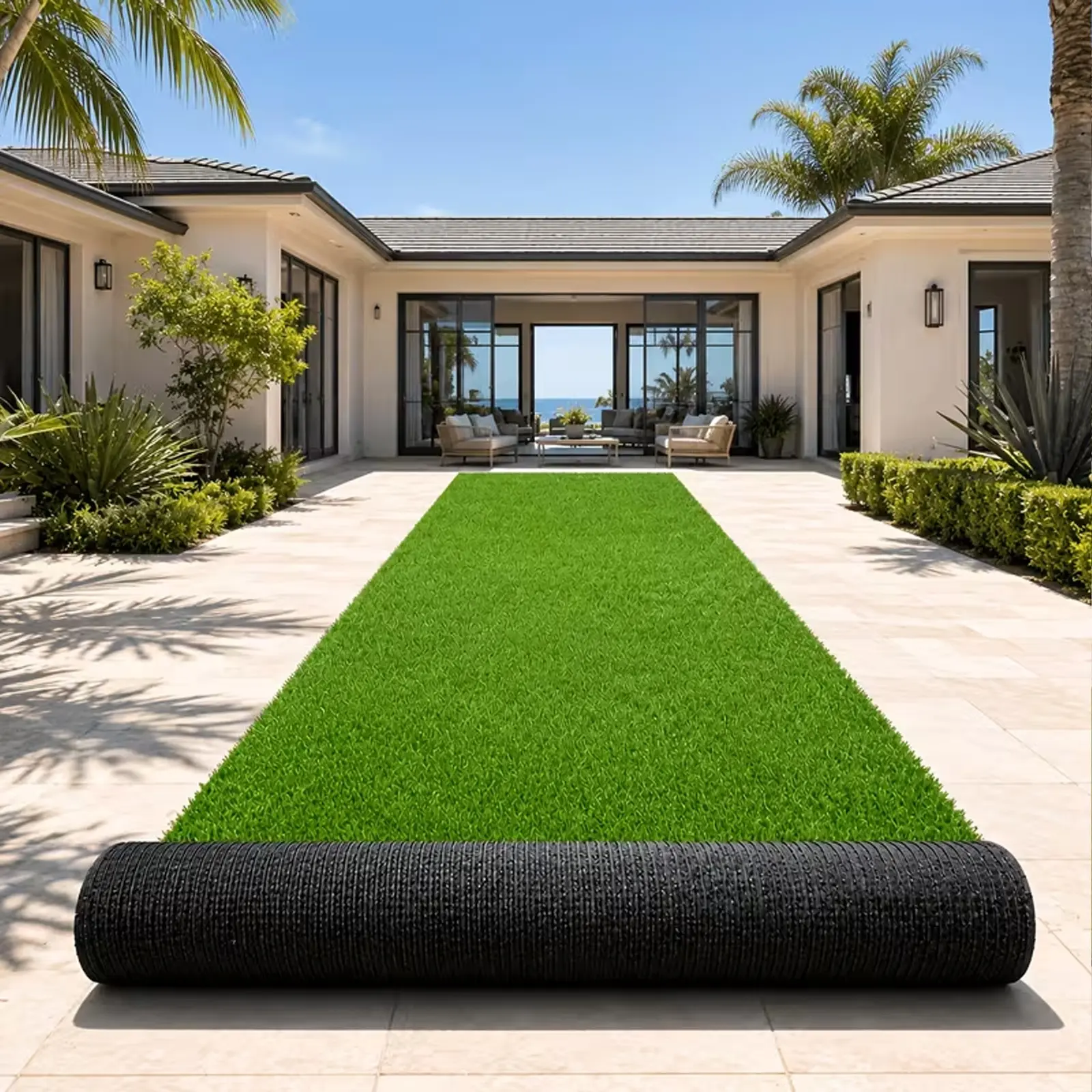Artificial Grass Carpet, Plastic Lawn Mat, Interlocking Rug, Roof Installation, Landscape Greening, Durable Synthetic Turf