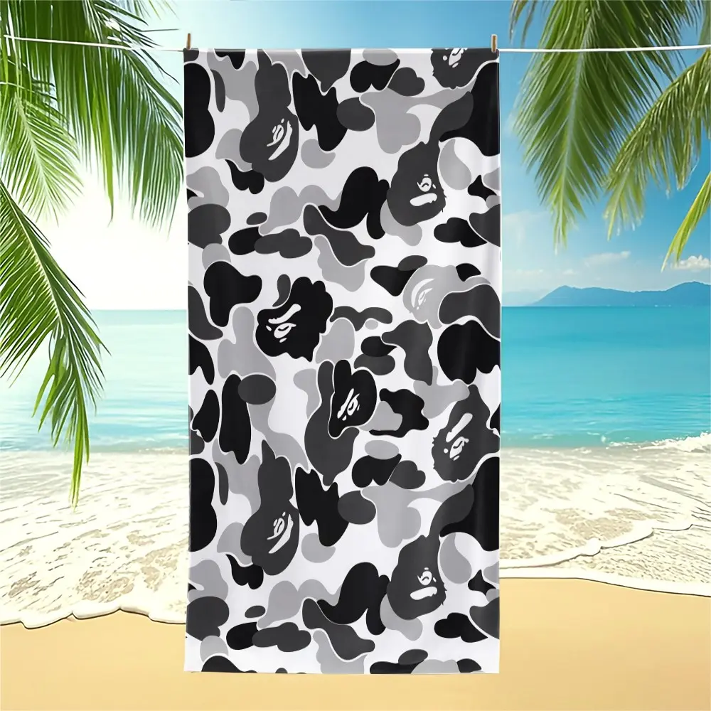 Cartoon Animal Camo Ape Beach Towel, Skin-friendly Sand-proof Lint-free Fabric, Decor Towel for Cool Students & Street Fans for Camping Picnic & Outdoor Street Events