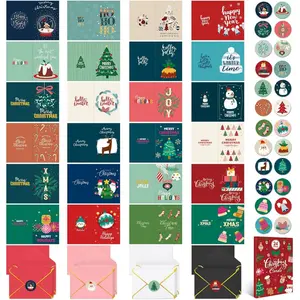 24 Pack Foiled & Glittery 6x4in Assorted Box Christmas Cards with Envelopes and Stickers 24 Festive Designs Christmas Card Set with Printed Message Inside