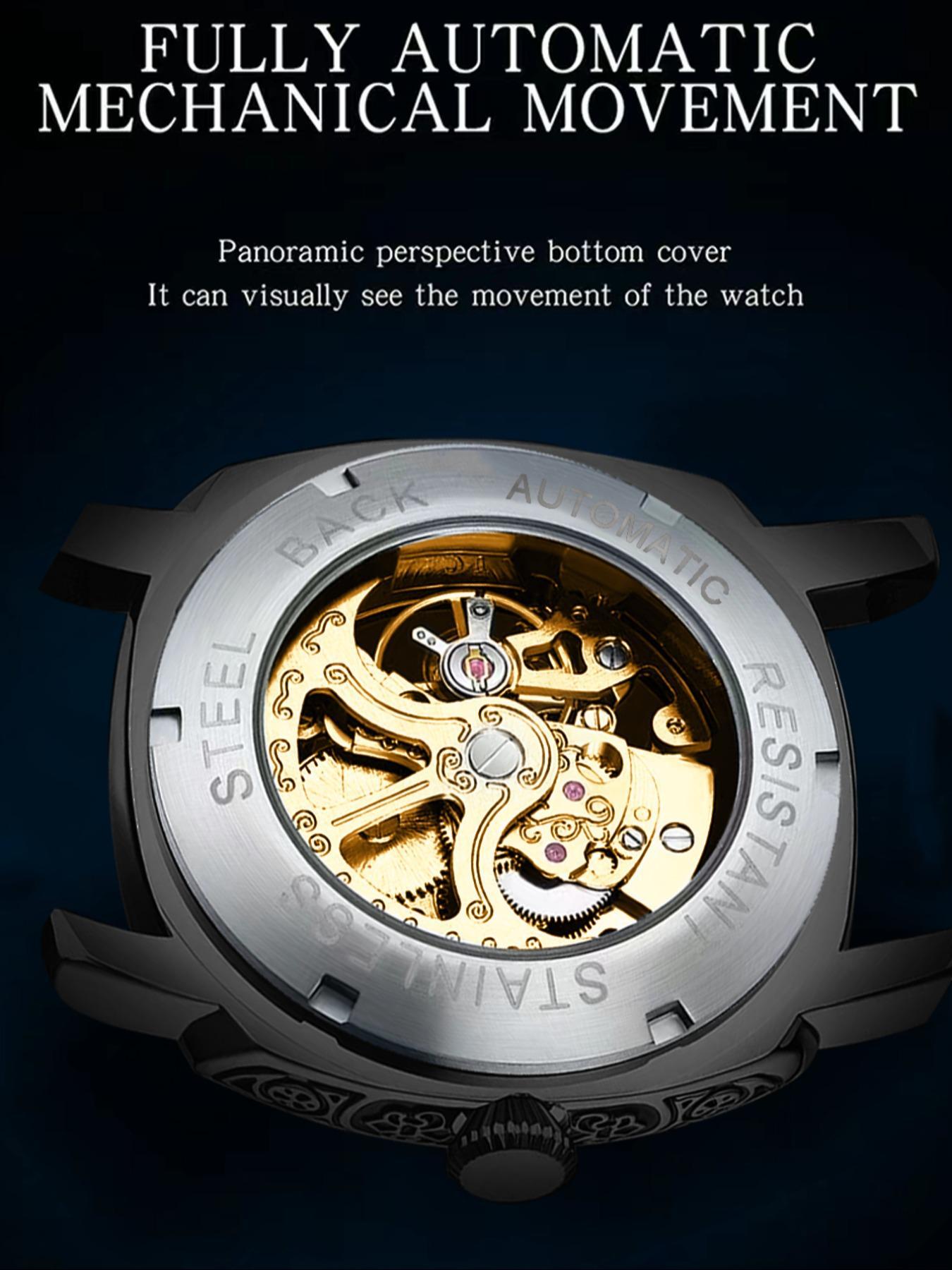 Women's Elegant Hollow Out Design Mechanical Style Watches, Fashion Round Dial Silicone Strap Watch for Party, Daily Decor, Trendy All-match & Exquisite Watch for Birthday Gift with Box