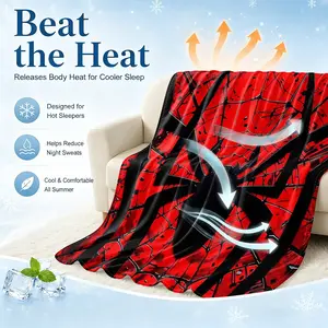 Spider Symbol Print Summer Cooling Blanket, breathable cozy blanket, Holiday Gift Thin Cold Lightweight Cooling Blankets for Hot Sleepers, Q-Max>0.35 Arc-Chill Cooling Fiber Keep Cool, Perfect Summer Gift for Boys Kids