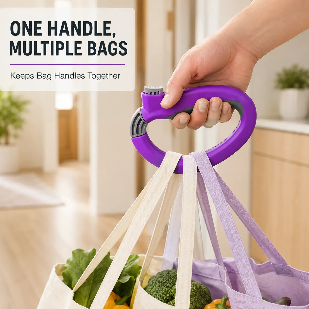 MIUVA Travel Essentials  Portable Grocery Bag Holder Reusable Shopping Bag Carrier Handle with Comfortable Grip for Groceries Produce Bags Buckets Tote Bags and Daily Errands