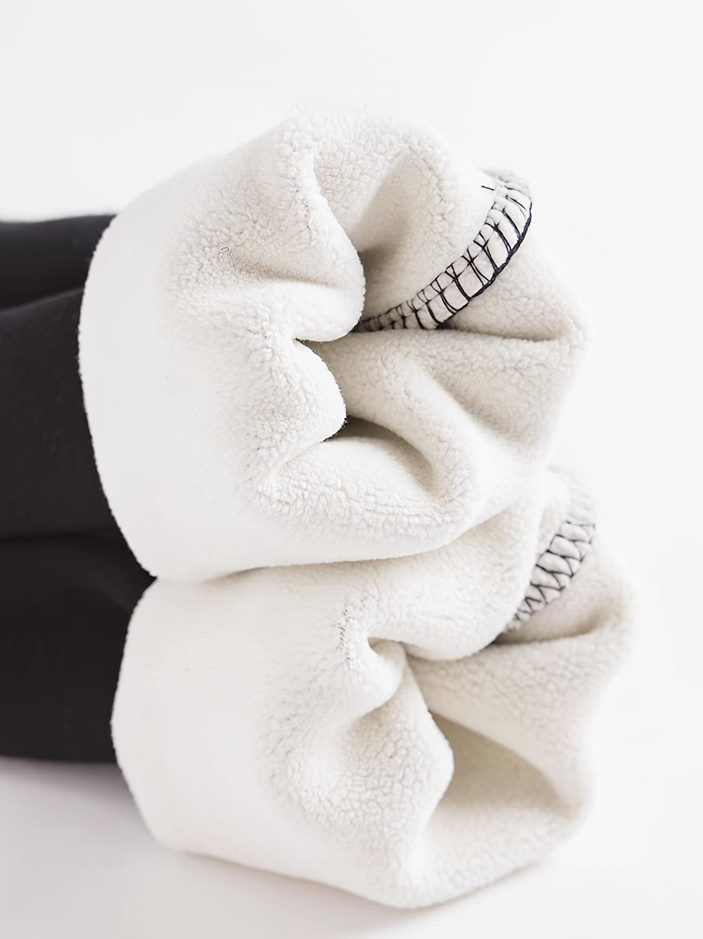 Cozy Fleece-Lined Girls' Leggings - Stretchy, Warm Winter Pants with Letter Print for Youngsters