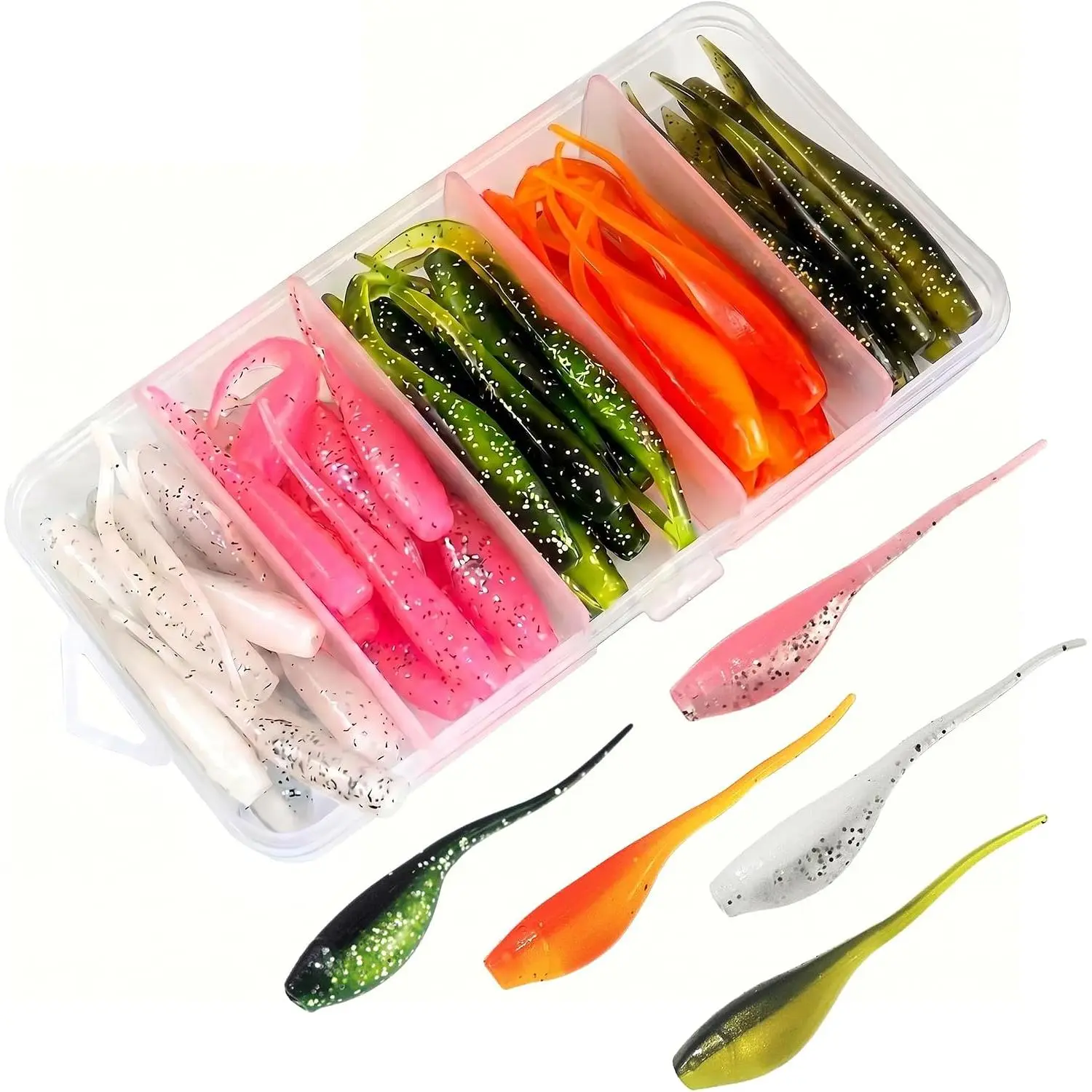 Crappie Fishing Lures Kit, 75/128/144Pcs Tube Lures Jigs Soft Plastic Baits | Includes Tube Lures, Jig Heads, Grub Worms & Swimbaits with Tackle Box for Bass, Trout, Freshwater & Saltwater Fishing