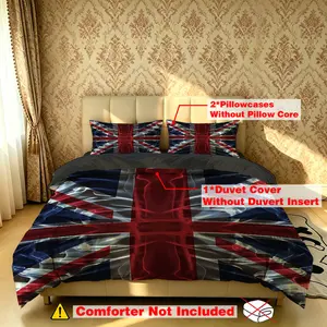 The 3-piece UK flag-patterned bedding set includes one bedspread and two pillowcases, without fillings. It's soft and comfortable, suitable for single beds and double beds, and ideal for bedrooms, dormitories, and hotels.