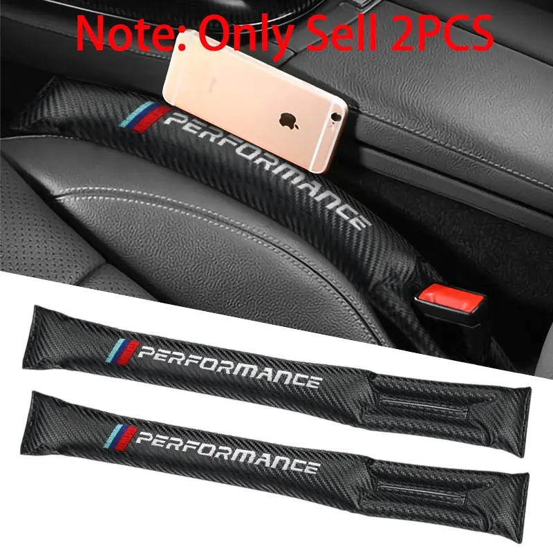 2Pcs For BMW M Performance E46 E36 E39 G20 E90 E60 E87 E53 F30 F10 F20 F15 F16 X1 X3 X5 G06 G07 M3 M4 M5 Auto Styling Accessories Carbon Fiber Leather Automotive Car Accessory Car Interior Seat Gap Plug Filler Leakproof Pads Seat Gap Filling Plug Strip