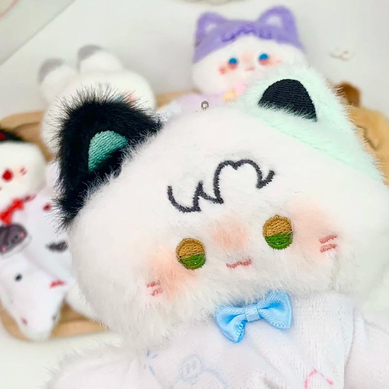 Cute Cartoon Cat & Bunny Plush Keychain Set Soft Stuffed Doll Gift