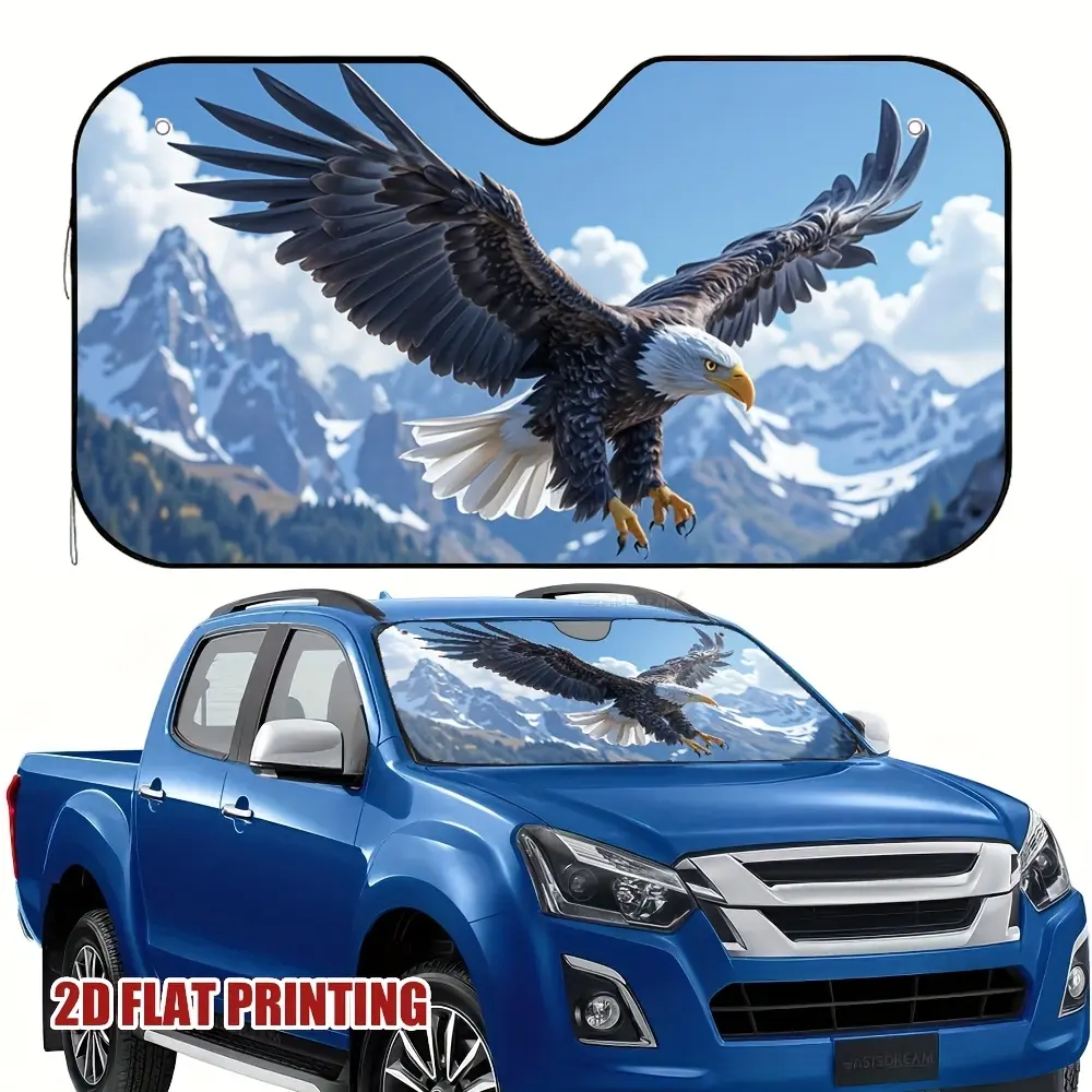 1pc Car Windshield Sunshade with Eagle Design - UV Blocking & Heat Reduction, Foldable Sunshade for All Seasons, Fits Most Vehicles - Front Windshield Coverage, Uv Protection Accessory, Car Sunshades for Windshield