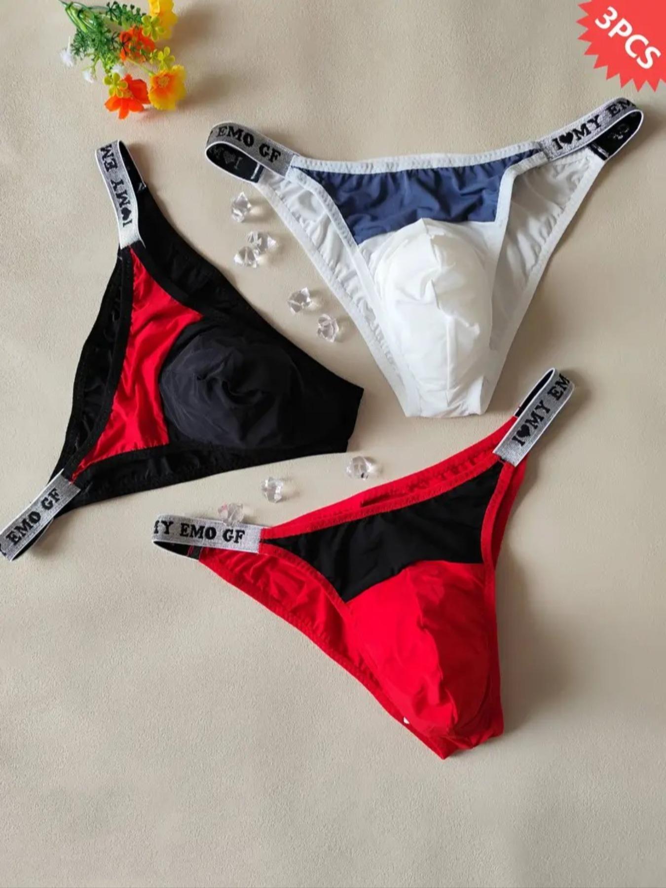 Men's Solid Color Love Belt Design Briefs, Soft Comfy Breathable Underwear for Daily Wear, Fashion Men's Underwear for All Seasons, Menswear