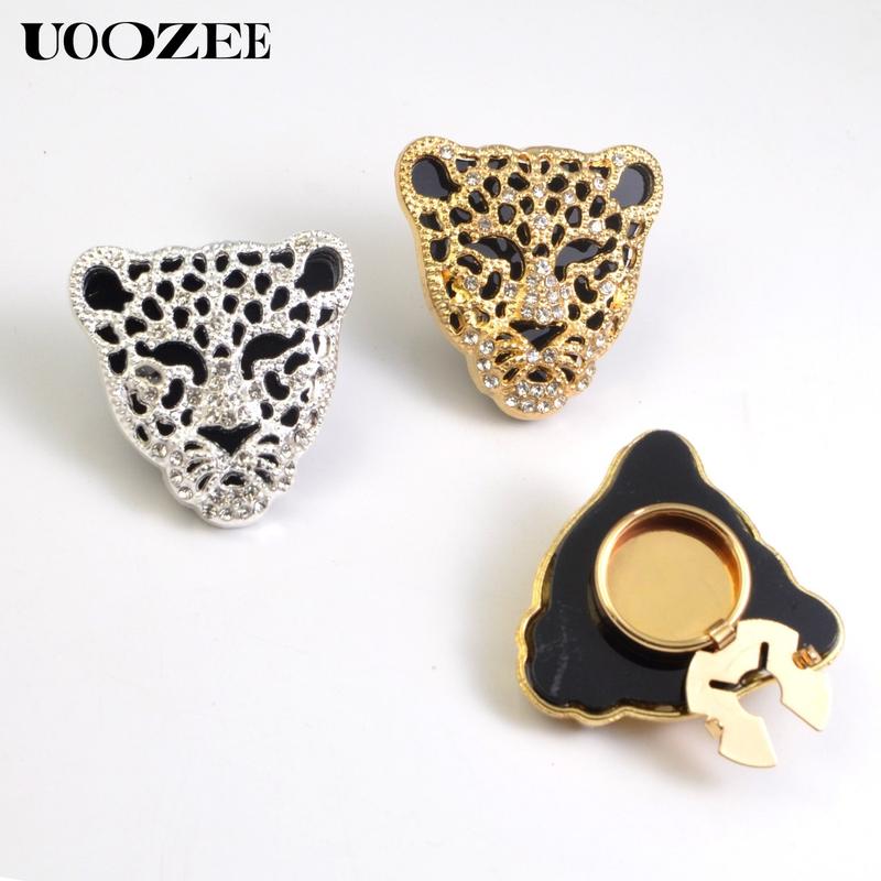 UOOZEE Women's New Fashionable Button Cover, Leopard Head Rhinestone Design with Hollow-out & Shiny Crystals, Versatile Shirt Cufflink Button Cover for Business, Social Gatherings & Daily Styling