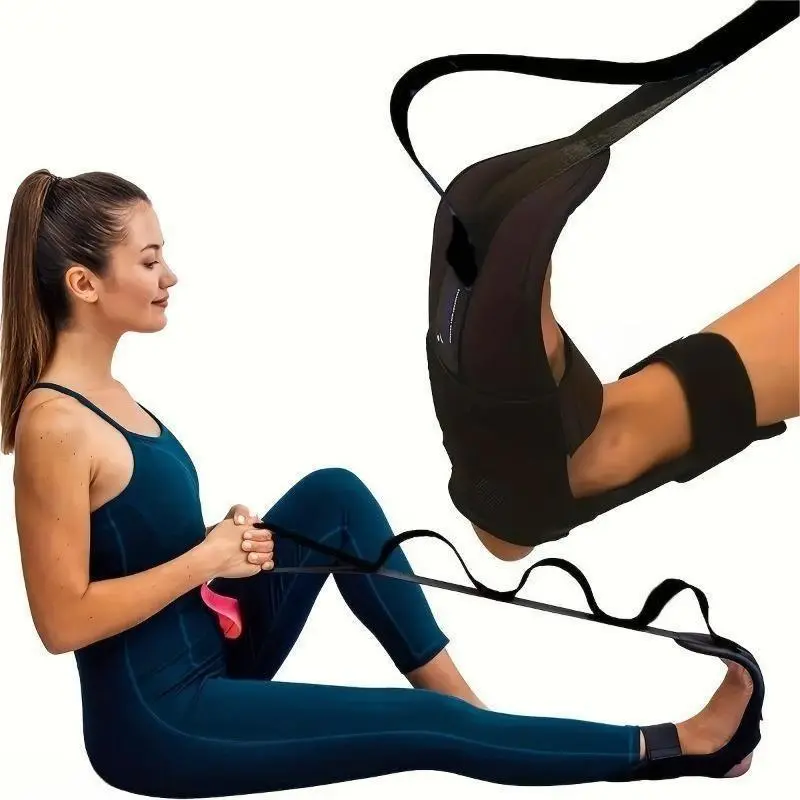 Looped Physical Therapy Stretching Strap with 10 Reinforced Adjustable Loops - Compact, Easy-to-Use Resistance Mobility Belt for Correcting Foot Drop, Aiding Post-Stroke Hemiplegia Recovery, Ankle Ligament Stretching