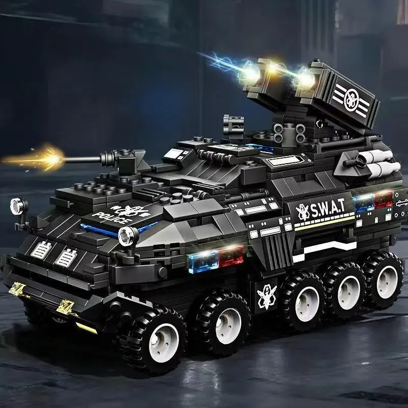 Large Size Swat Armored Vehicle Model Building Kit, Police Car 3D Puzzle Set, Decorative Collectible, Ideal Birthday Gift
