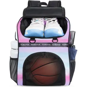 Large Basketball Backpack with Shoe Compartment & Ball Holder - 40L Sports Bag for Gym, Volleyball - Water Resistant for Training