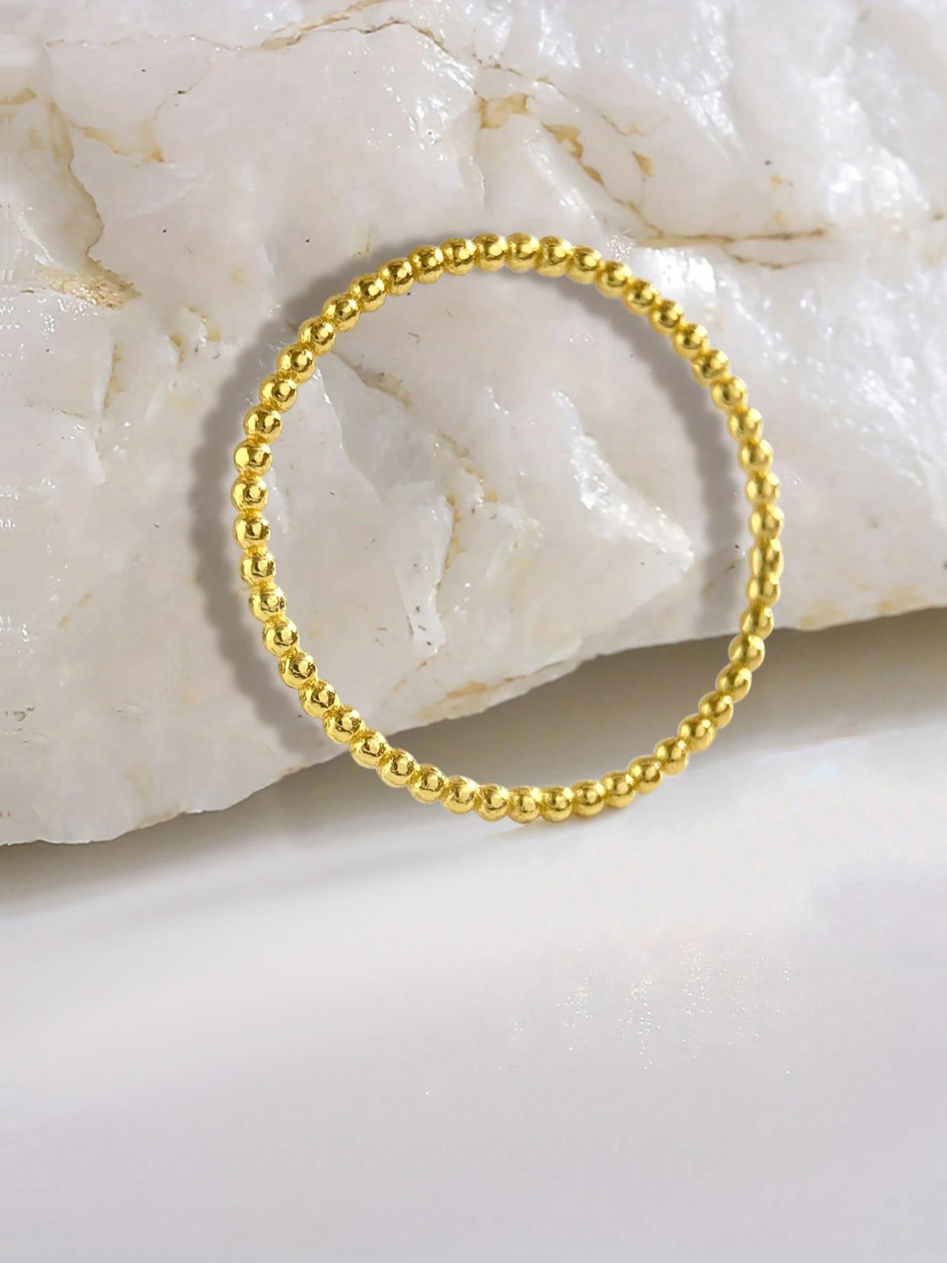 S925 Sterling Silver Simple Stackable Round Bead Ring, Fashion Accessories for Women & Girls, Trendy All-match & Exquisite Jewelry for Birthday Gift