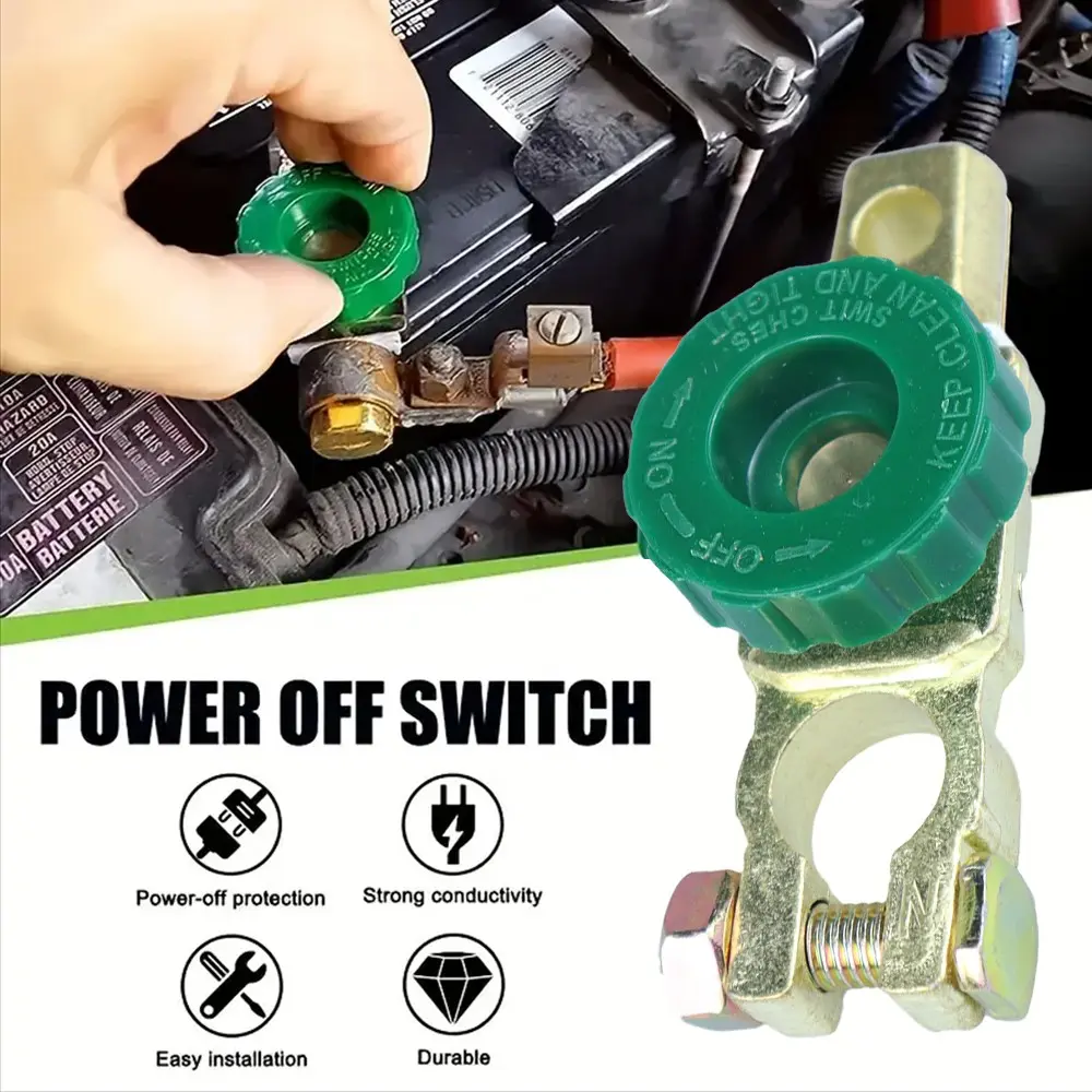 Car Battery Isolator Switch Top Mount Knob Clamp, Car Battery Disconnector, Quick Power Cut off for Car Batteries, Automotive Accessory for Cars and Trucks
