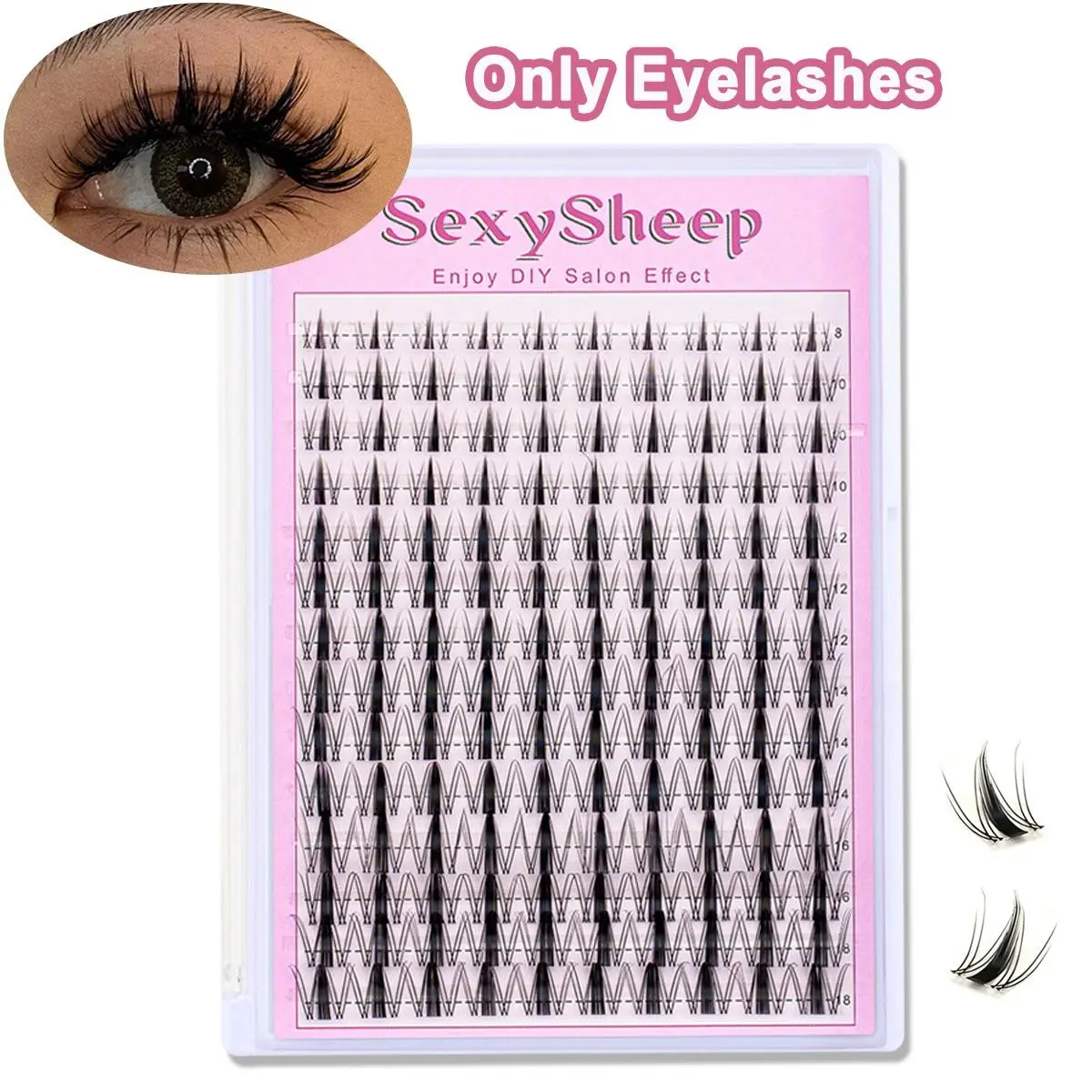 Manga C-Curl Wet-Look Eyelash Extension Kit, 8-16 mm Mixed-Length DIY Individual Lash Clusters, Soft Fluffy Lashes for Women, DIY Eyelash Extensions