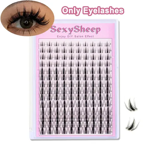 Manga C-Curl Wet-Look Eyelash Extension Kit, 8-16 mm Mixed-Length DIY Individual Lash Clusters, DIY Volume Eyelashes, Soft Fluffy Lashes for Women, DIY Eyelash Extensions, Voluminous False Eyelashes, Volumized False Eyelashes
