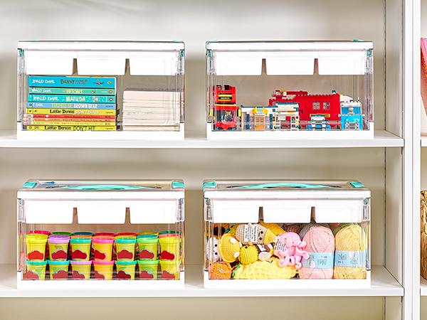 2 Pack  Clear Plastic Craft Organizers and Storage Box with Removable Trays and Dividers, Art Supply Organizers and Storage, Ideal Containers for Coloring Books, Toys, Craft Supplies, Medicine, New Year Gift