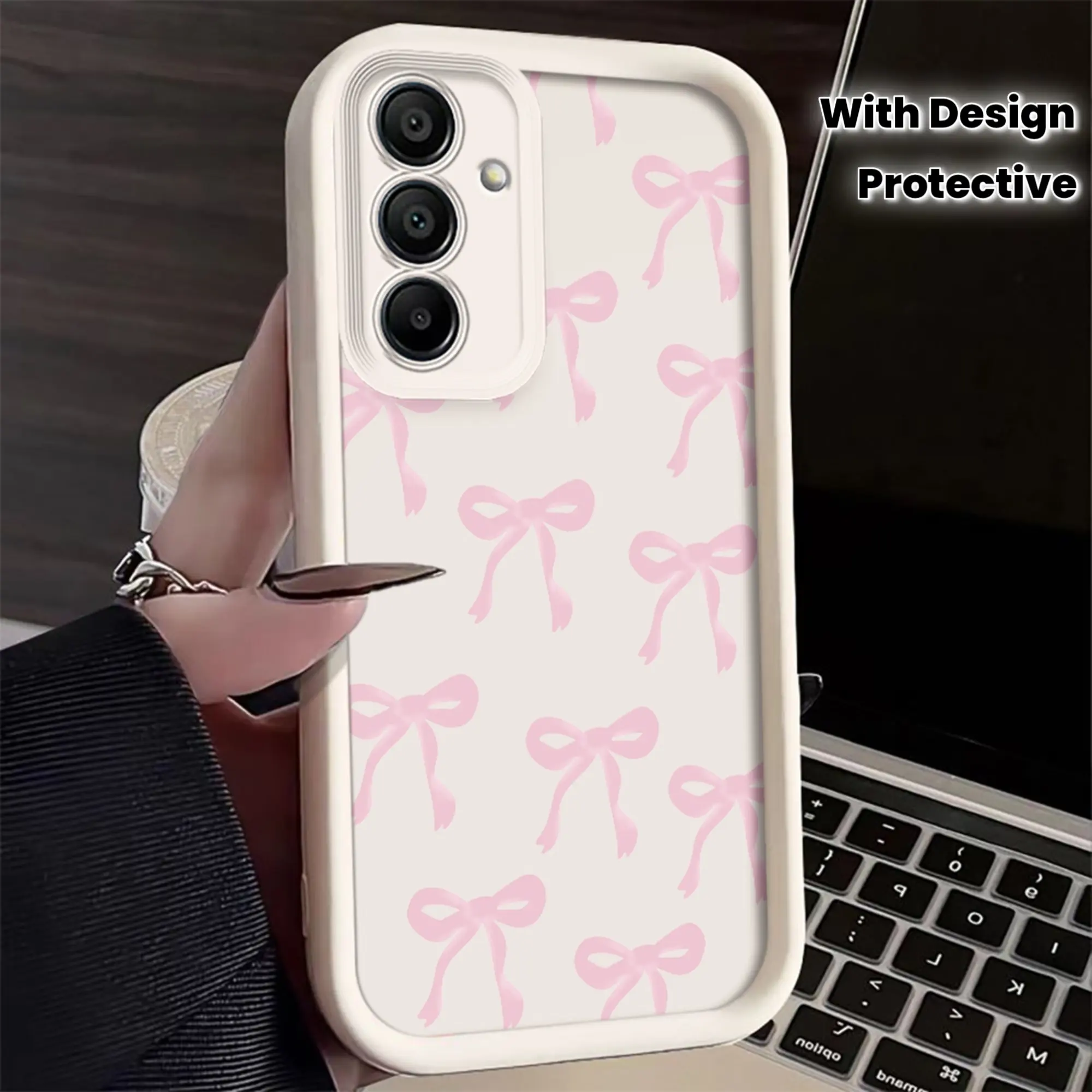 Phone Case - A Mobile Phone Case Featuring a Pink Ribbons Pattern Design in Black And White, Made of TPU for Full Coverage And Anti-Fall Protection, Compatible with Various for Samsung Galaxy Models Including S25, S24, S23, S22, S21, S20 Ultra