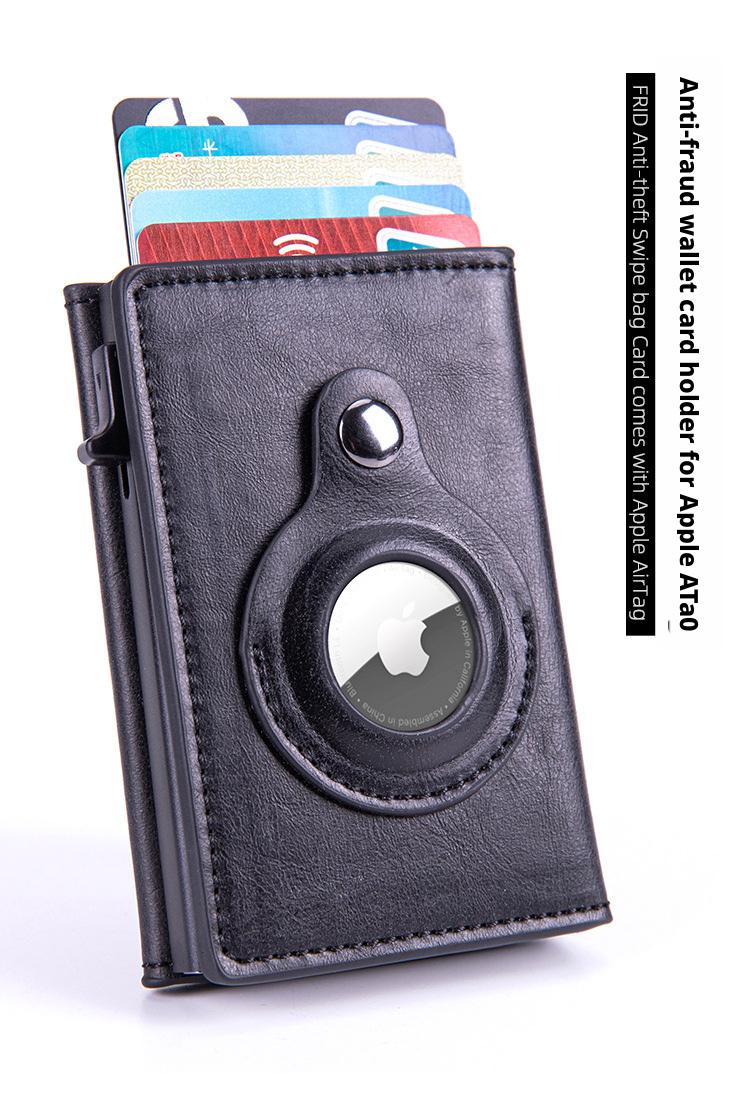 Mens Smart Wallet Card Holder for AirTag: Leather,  RFID Blocking, Slim, Carbon Fiber, Minimalist - 6-9 Card Capacity| ID Window| Cash Slot