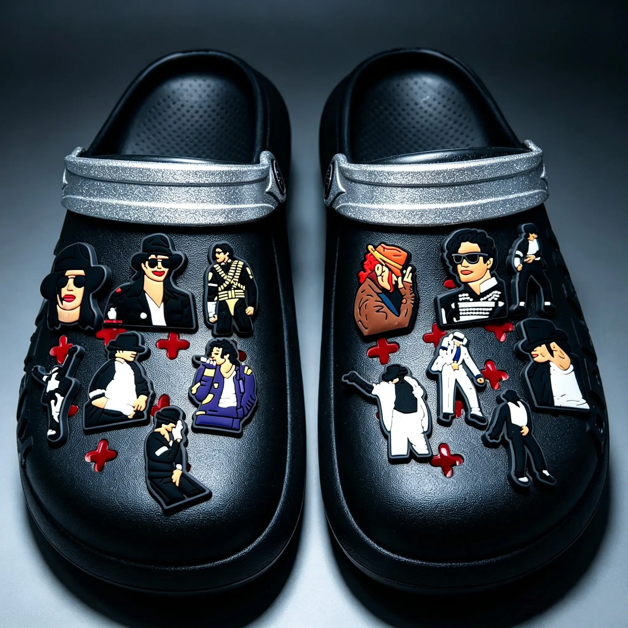 Michael Jackson Theme Hole Shoes Flower, Shoe Body Adapter, PVC Soft Rubber Shoelace Accessory, Dj Fan Collection, Birthday Gift