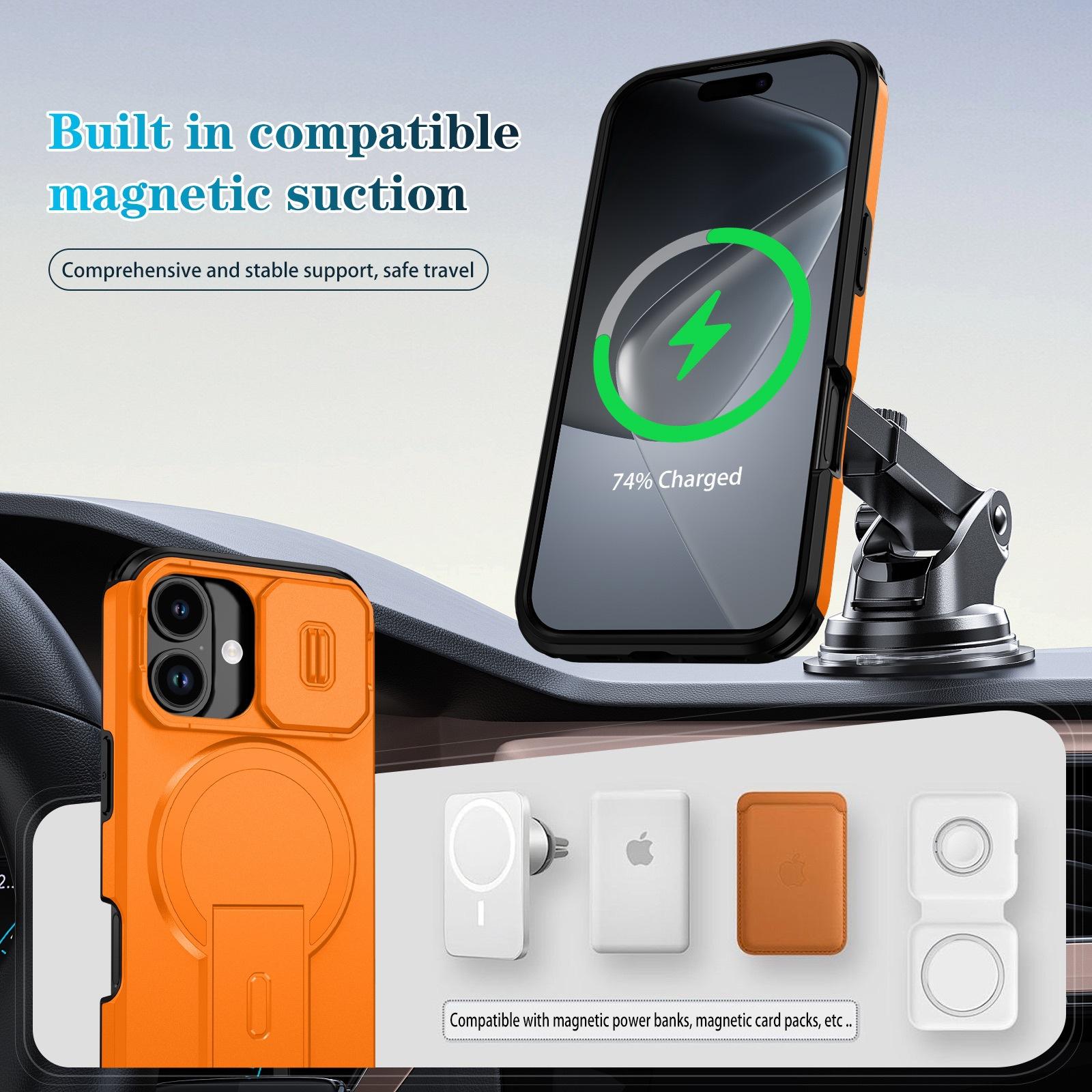 Applicable for iPhone phone case magnetic stand two-in-one PC + TPU phone case