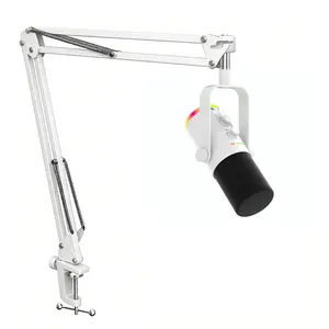 Dynamic gaming microphone kit compatible with XLR mixing console and USB direct connection with boom arm recording studio level sound quality RGB dazzling light effect one click mute mixing control knob 3.5mm headphone jack suitable for podcast recording,