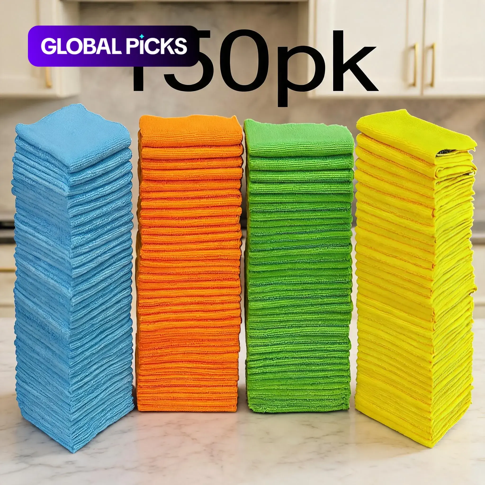 150 Pack Microfiber Super Absorbent Cleaning Cloth, Durable Absorbent Cloth, Absorbent Washcloths, High Performance 1200 Washes, Lifts Grime & Liquid for Streak-Free Mirror Shine, Car Washing Microfiber Towels #GLOBAL PICKS
