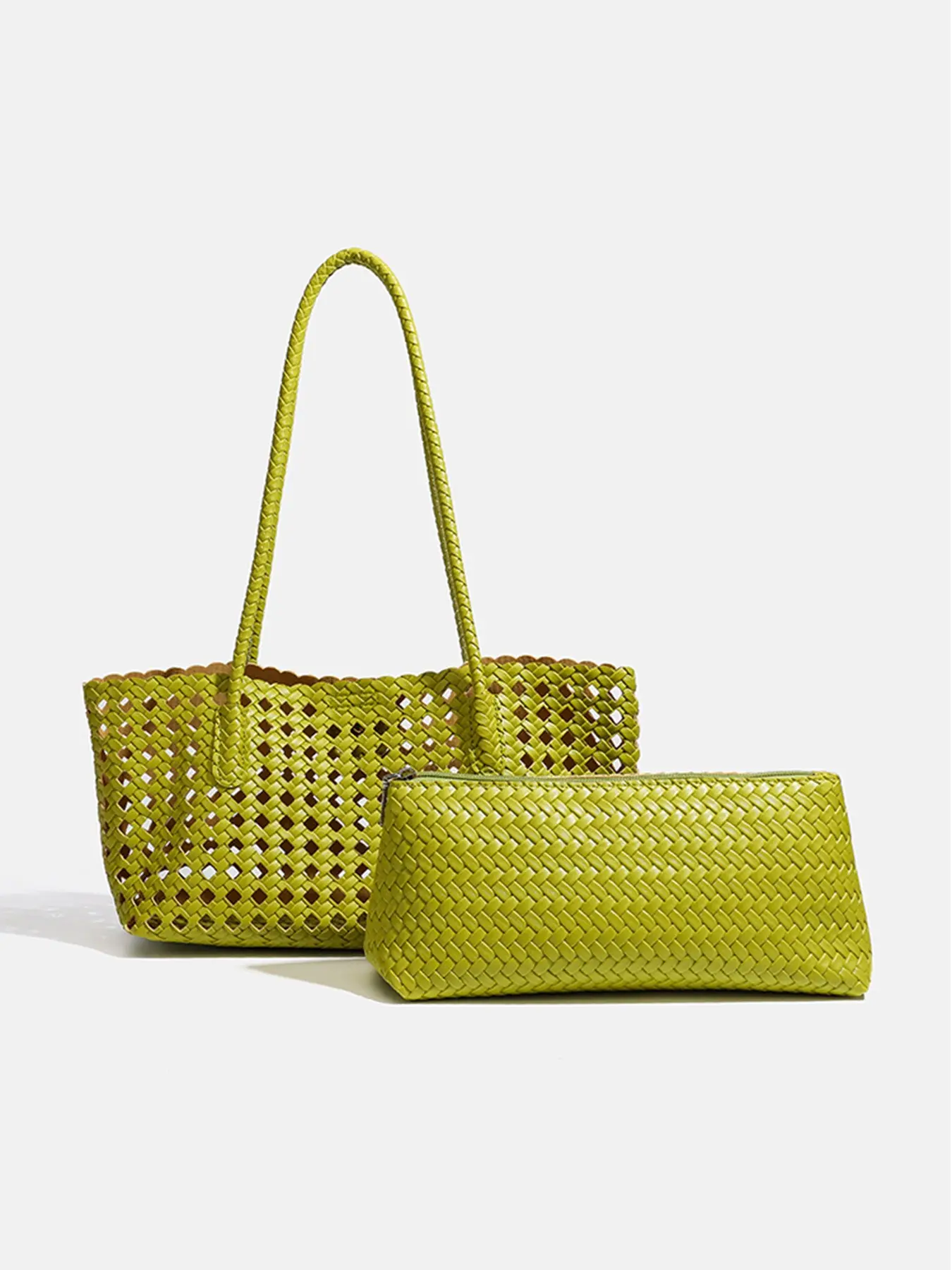 Women's Cut-Out Woven Shoulder Bag, 2026 New Fashion Trendy Dopamine Boston Bag, Elegant Solid Pattern Crossbody Tote