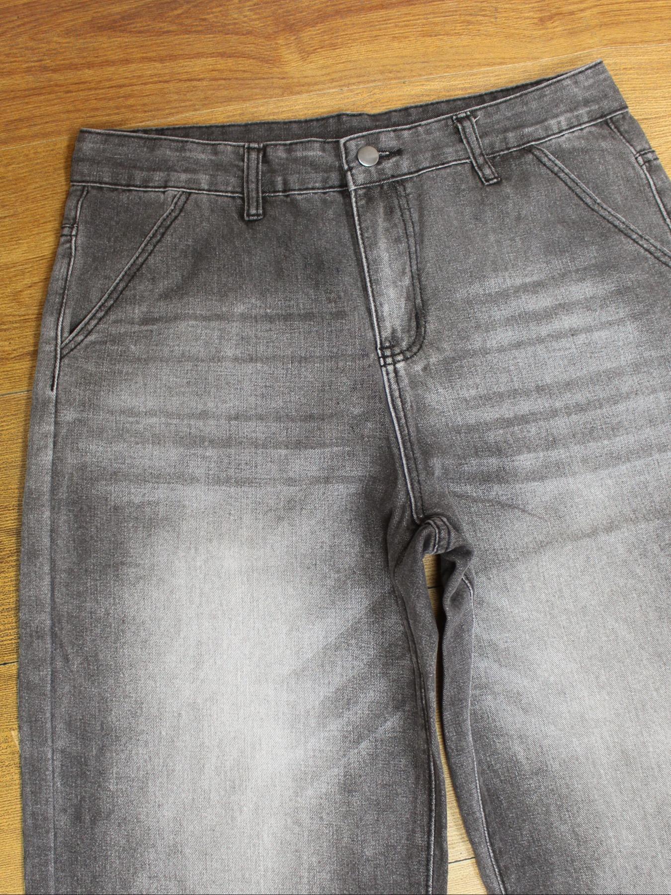 Men's Stylish Loose Wide Leg Denim Streetwear Pants, Side Pockets Denim Trousers for Daily Wear, Casual Street Wear Pocket Design Jeans for All Seasons