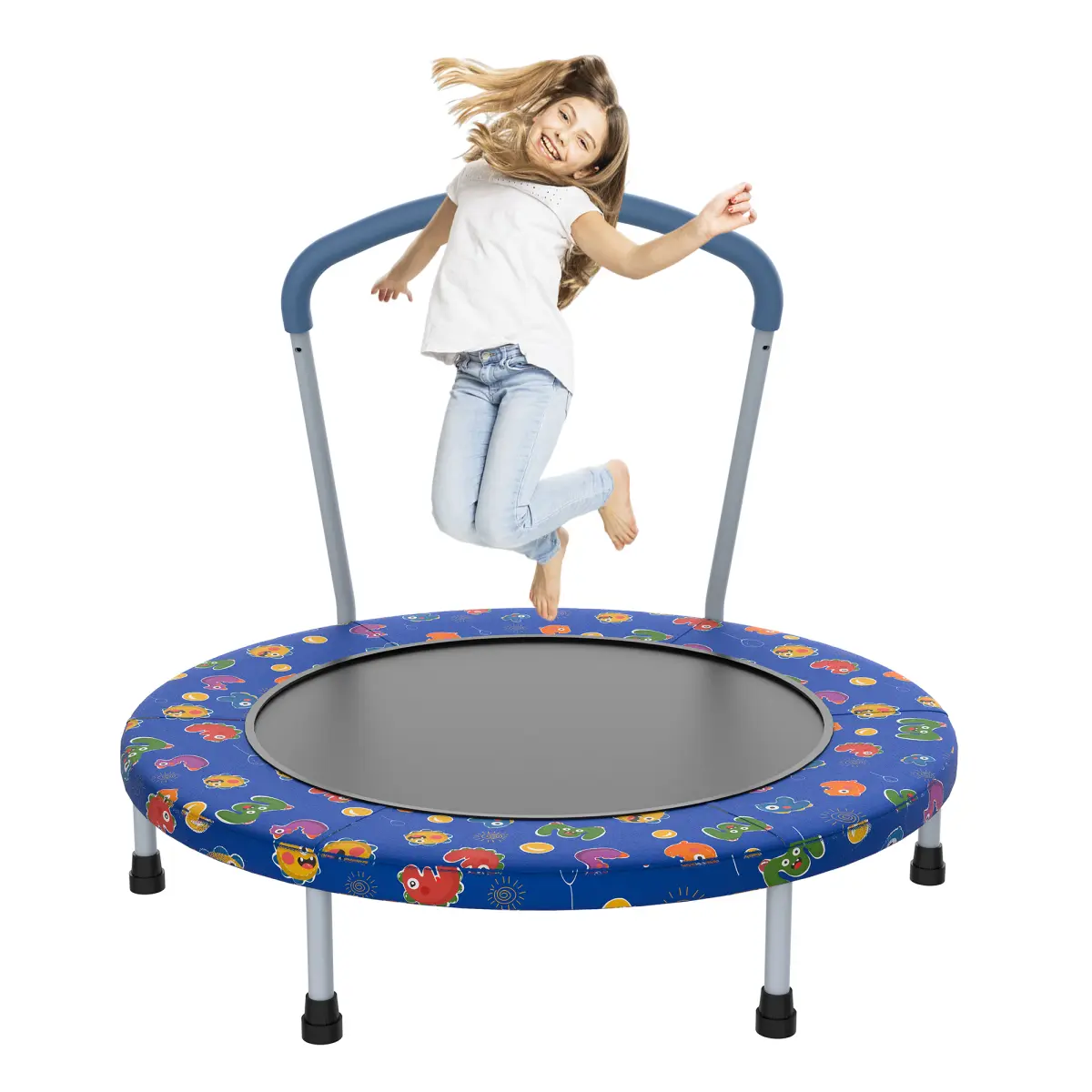 Aobtkel36inch Mini Trampoline for Kids Ages 1-6 Indoor Outdoor Trampoline with Handle Fun for Kids