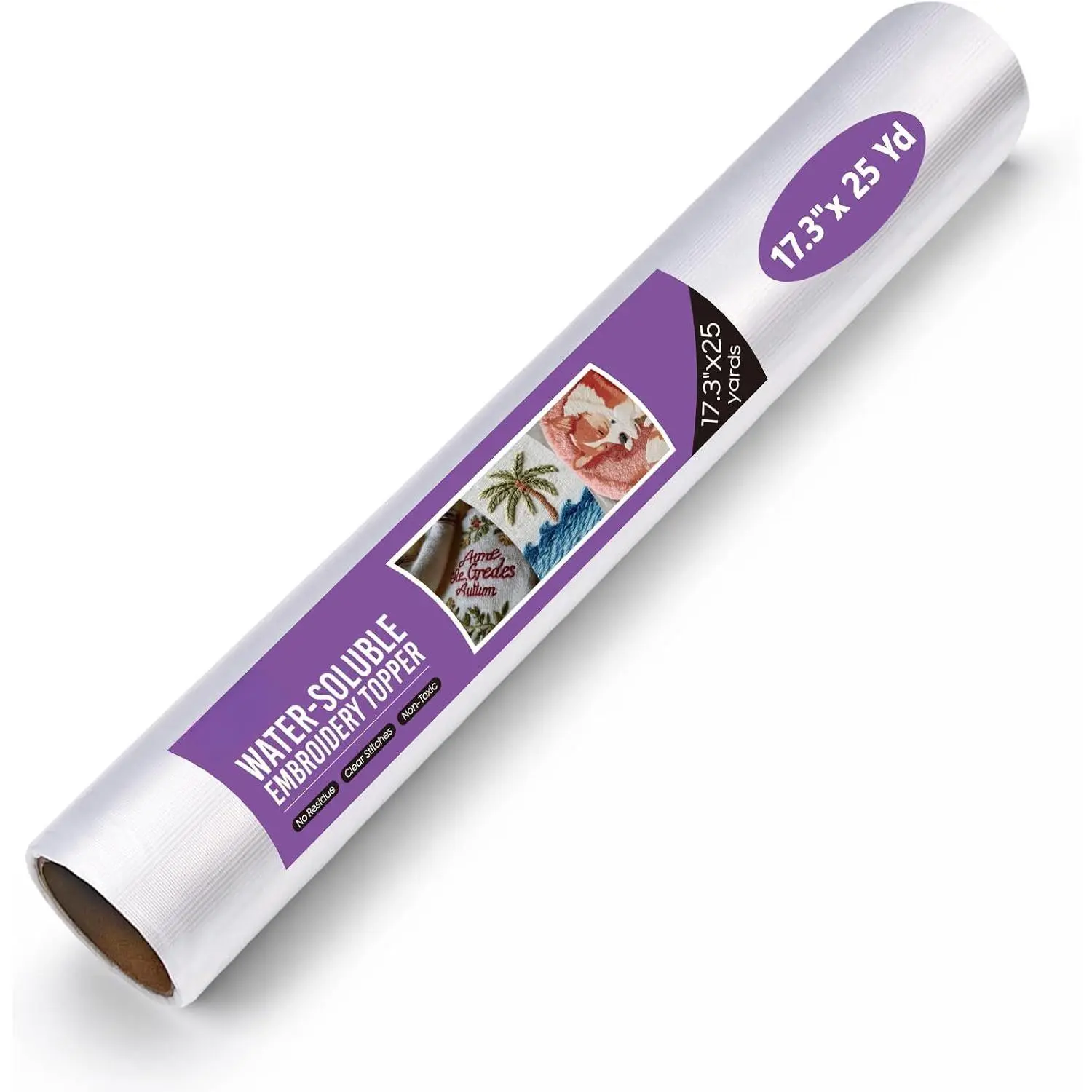 Water Soluble Stabilizer for Embroidery - 17.3" x 25 Yards Dissolvable Sewing Stabilizer, Cut into Variable Sizes for Machine Embroidery & Hand Sewing