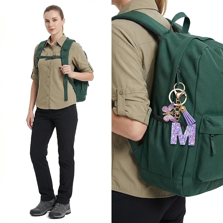 Light Purple Resin A-Z Initial Keychain with Cute Butterfly Tassel Letter Keychain for Women's Bag Wallet Outdoor Casual Backpack Decoration Birthday Holiday Party Gift