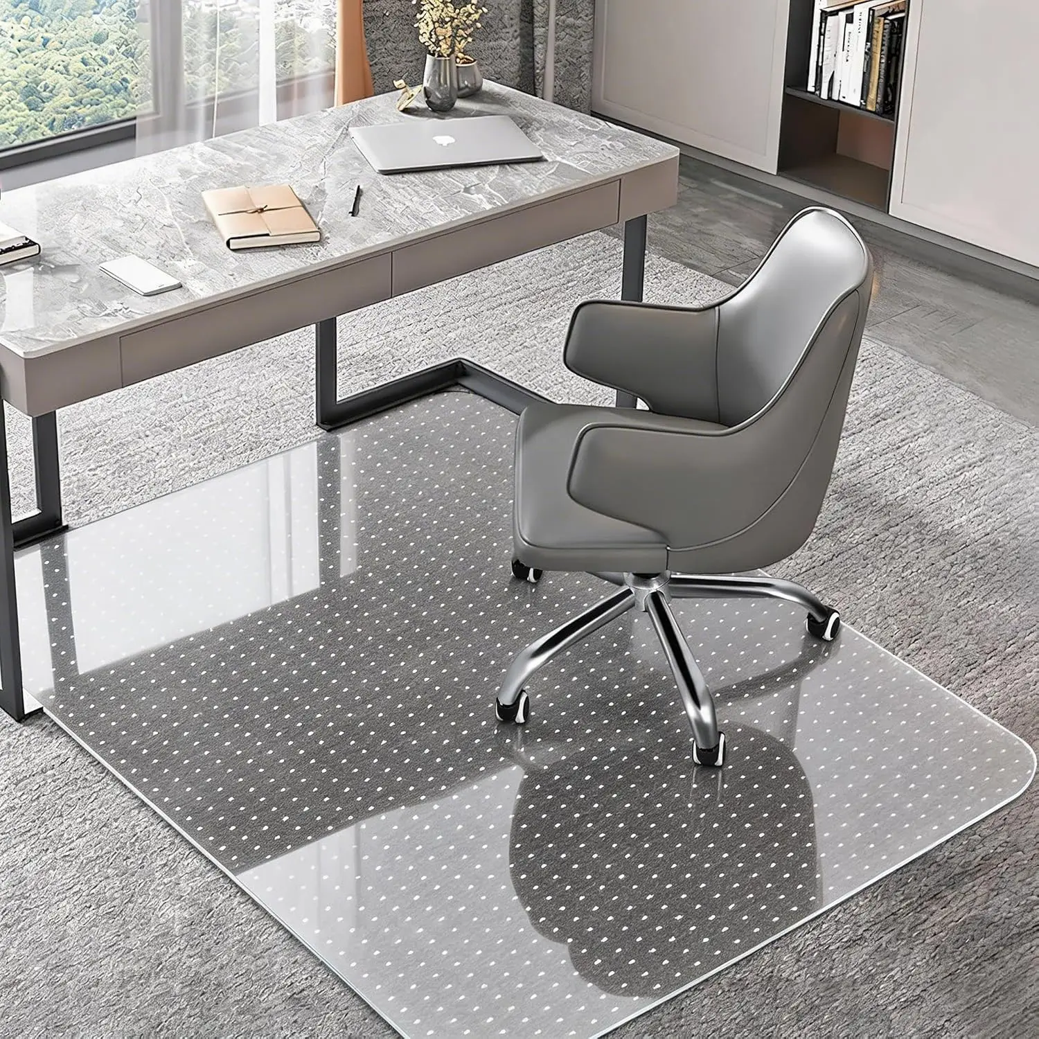 Office Chair Mat for Carpets, Clear Computer Desk Chair Mat for Low Carpeted Floors, Thick and Sturdy Carpet Protector, Easy Glide and Flat Without Curling (30" x 48" Rectangle)