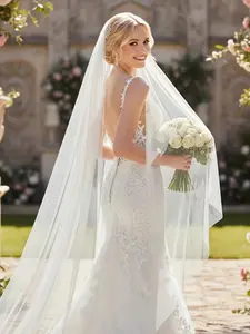 1pcs 2M Premium White Tulle,Floor-Length Bridal Veil with Attached Comb,Wedding Veils for Brides,Trailing Veil,deal for Church Weddings, Beach Ceremonies, and Engagement Photoshoots,Easy to Wear,The Perfect Choice for Brides