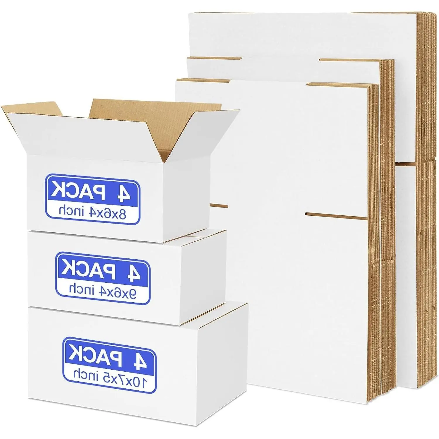 12 Pack Small Shipping Boxes Assorted Sizes, 8x6x4 & 9x6x4 & 10x7x5, 4 PCS Each, White Corrugated Cardboard Mailers for Small Business Packaging & MailingGift