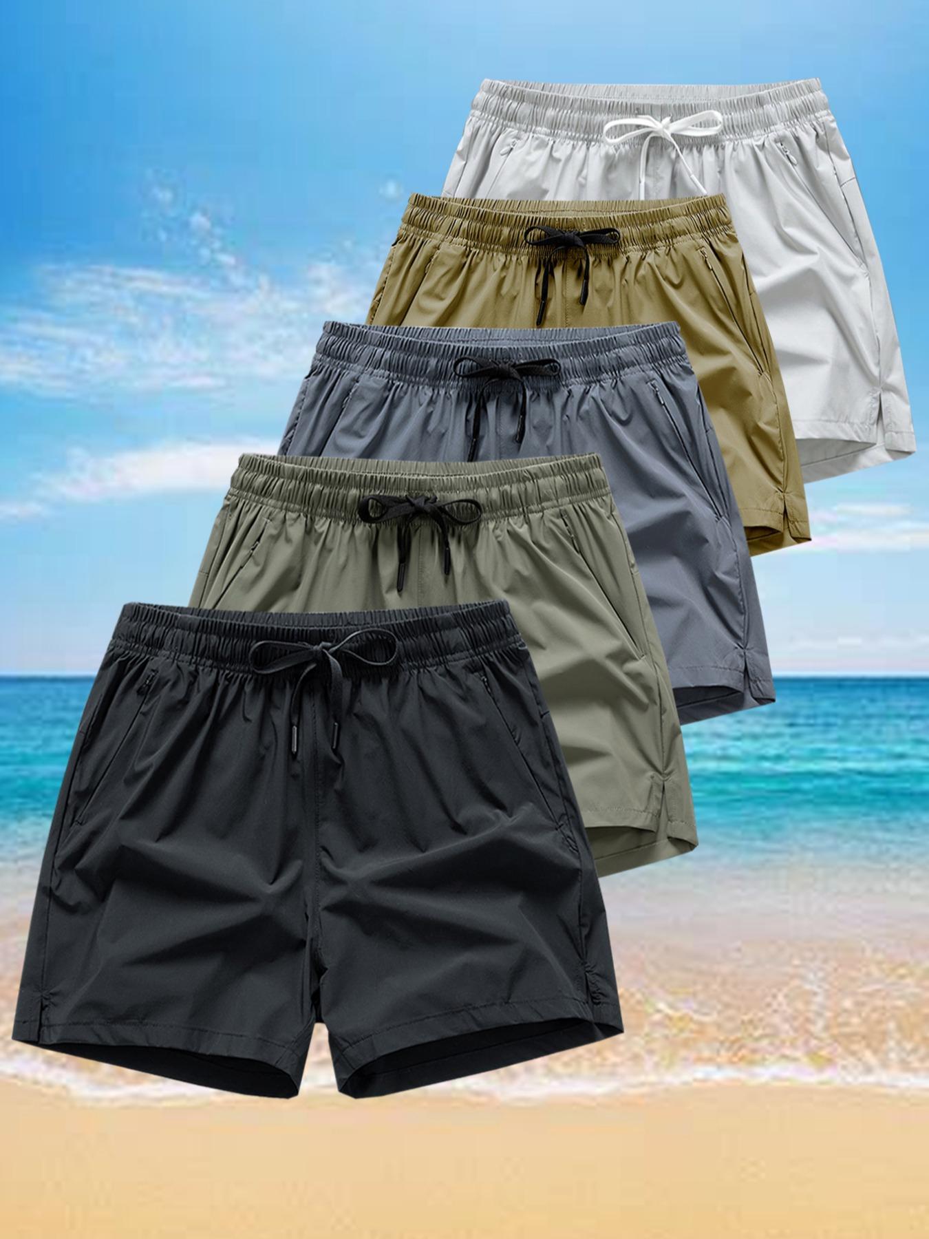 Men's Zipper Pocket Shorts, Regular Fit Casual Drawstring Waist Shorts for Daily Outdoor Wear, Men Bottoms for All Seasons, Casual Sweat Shorts