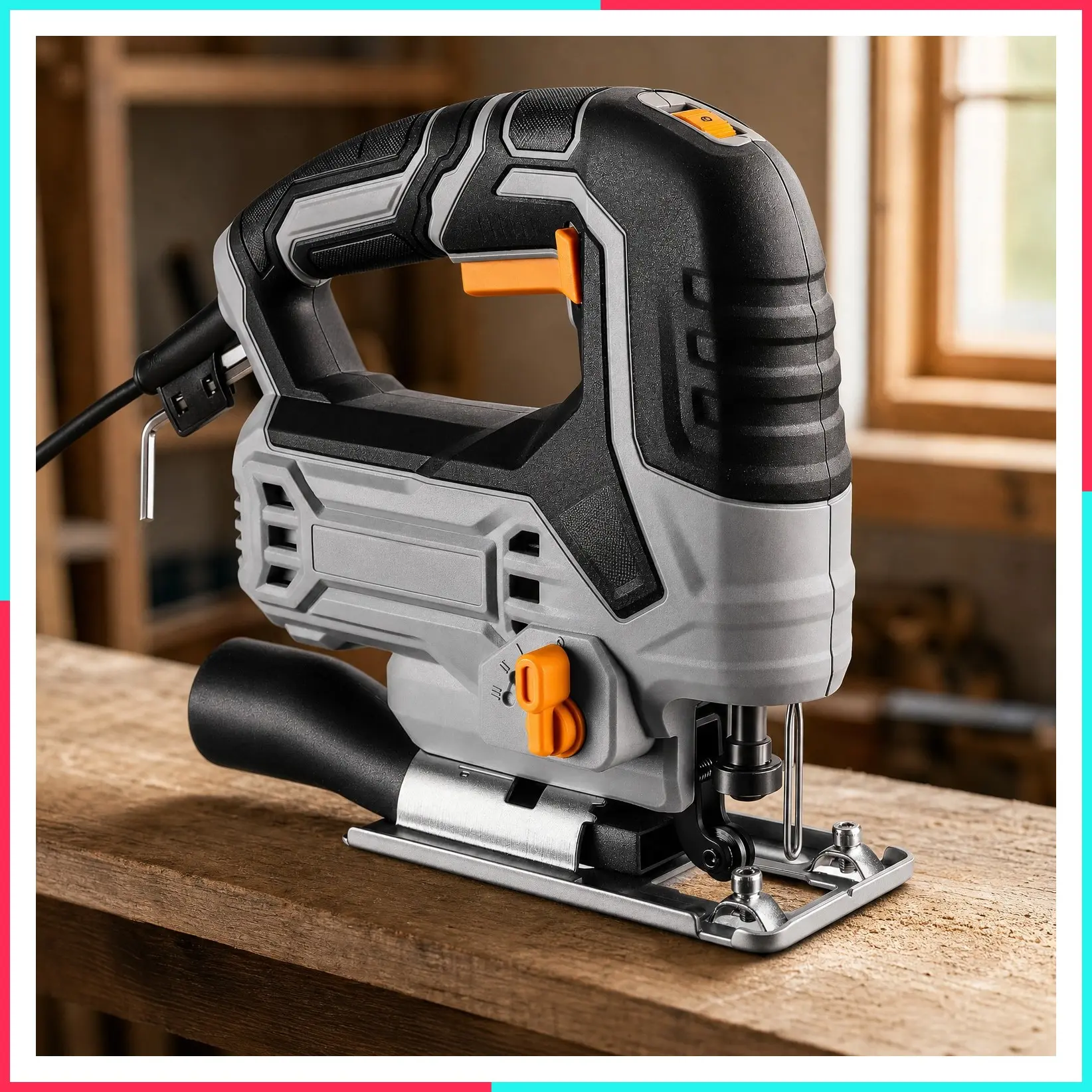 Corded Electric Jigsaw Tool Power Jig Saws for Woodworking, Wood Cutter Hand Tool with 6 Variable Speed, 4 Orbital Settings, ±45° Bevel Cutting, Tool-less Blade Quick Release
