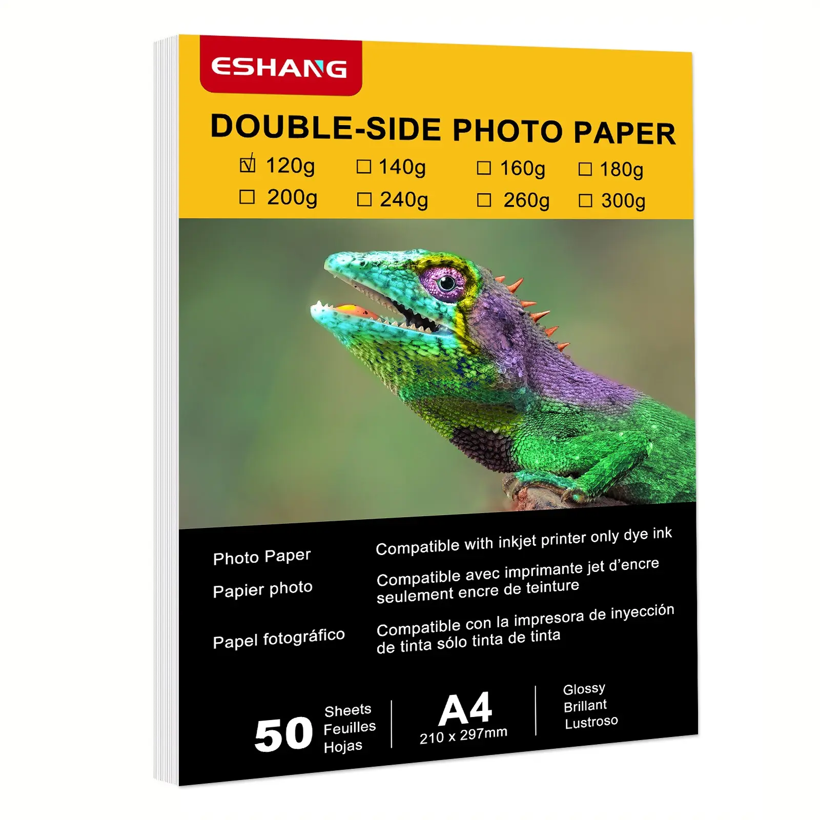 50 Sheets A4 120gsm Double Sided High Gloss Photo Paper, Double Glossy Inkjet Printer Paper, Ideal for Photo Printing & DIY Flyers