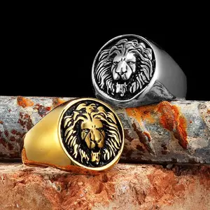 Luxury Lion King Animal Men Rings Stainless Steel Punk Rock Simple New In Women Jewelry Fashion Accessories Gift Wholesale