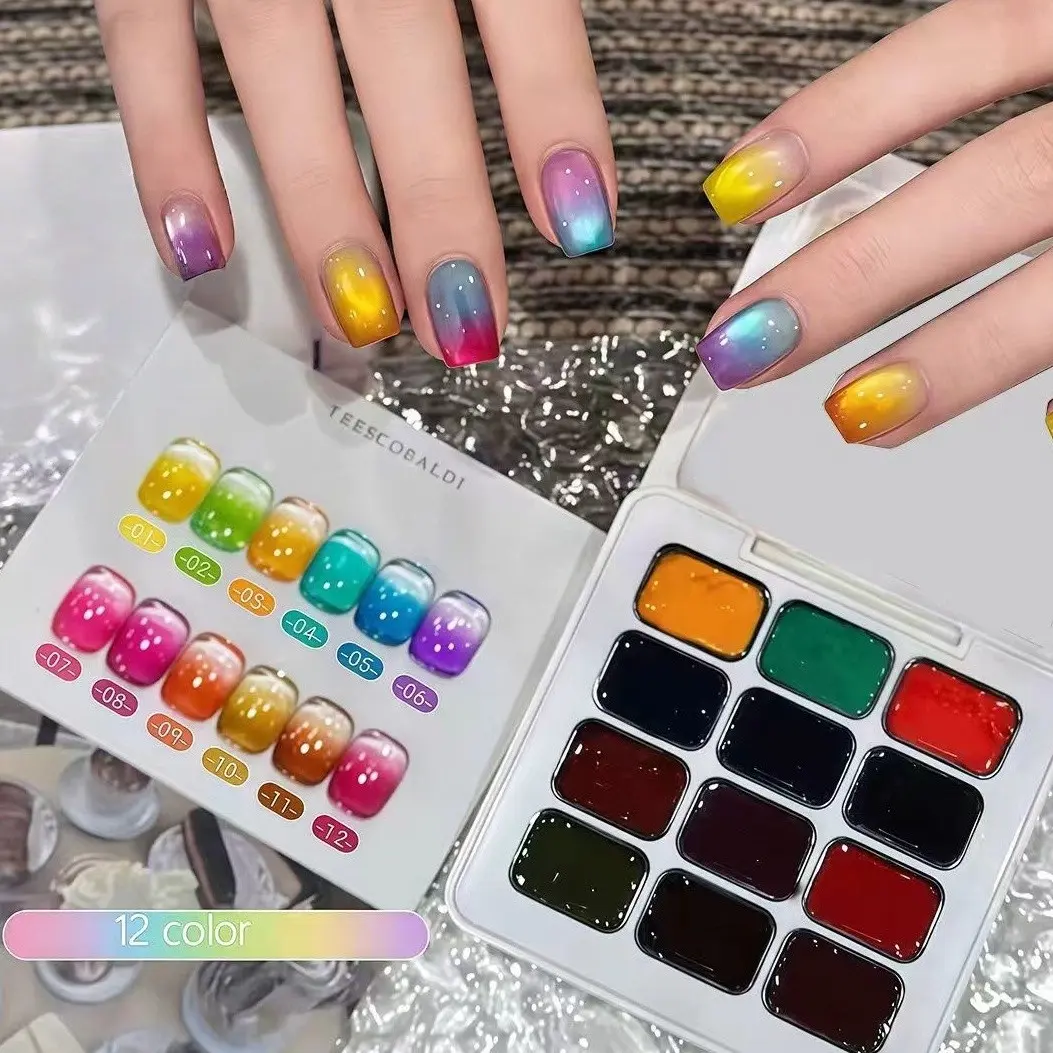 12-Color High Transparency Nail Gel Set, Vibrant Dopamine Colors, High Saturation Shimmer Kit, LED Nail Art, DIY Design, Perfect Gift