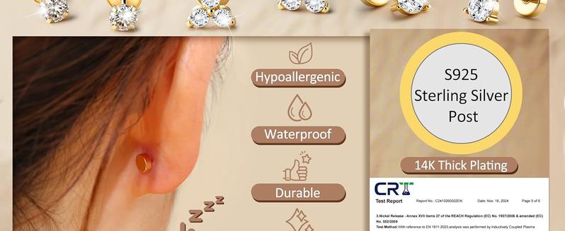 MILACOLATO S925 Sterling Silver Flat Back Earrings for Women Hypoallergenic - 14K Plated Gold Flatback Stud Earrings Cartilage Helix Tragus Conch Piercing Jewelry 3 Pairs Dainty CZ Butterfly Studs