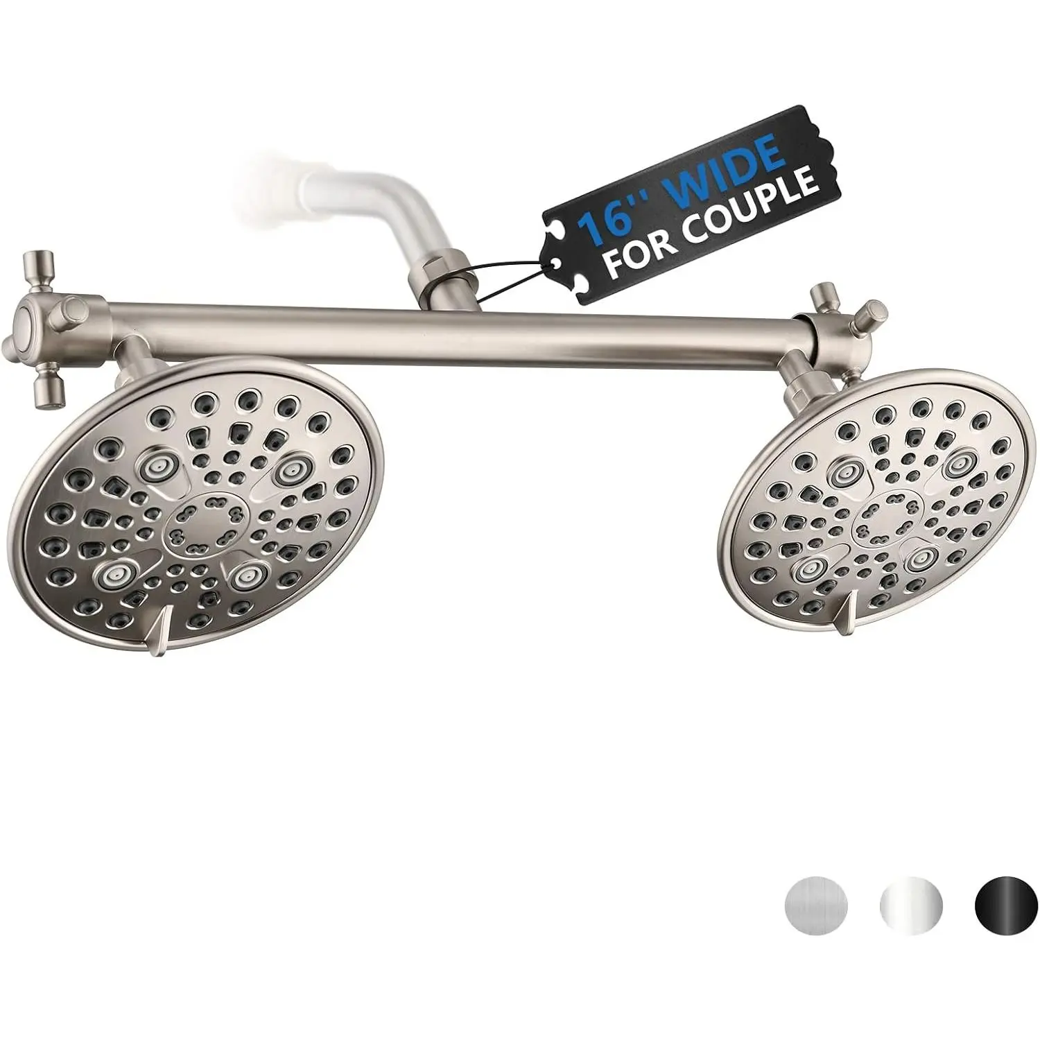 Double Shower  with -in Valve, High  6 Setting  Shower  Design for Couple  Walk-in Bathroom or Single  Bathtub Bathroom - Brushed Nickel