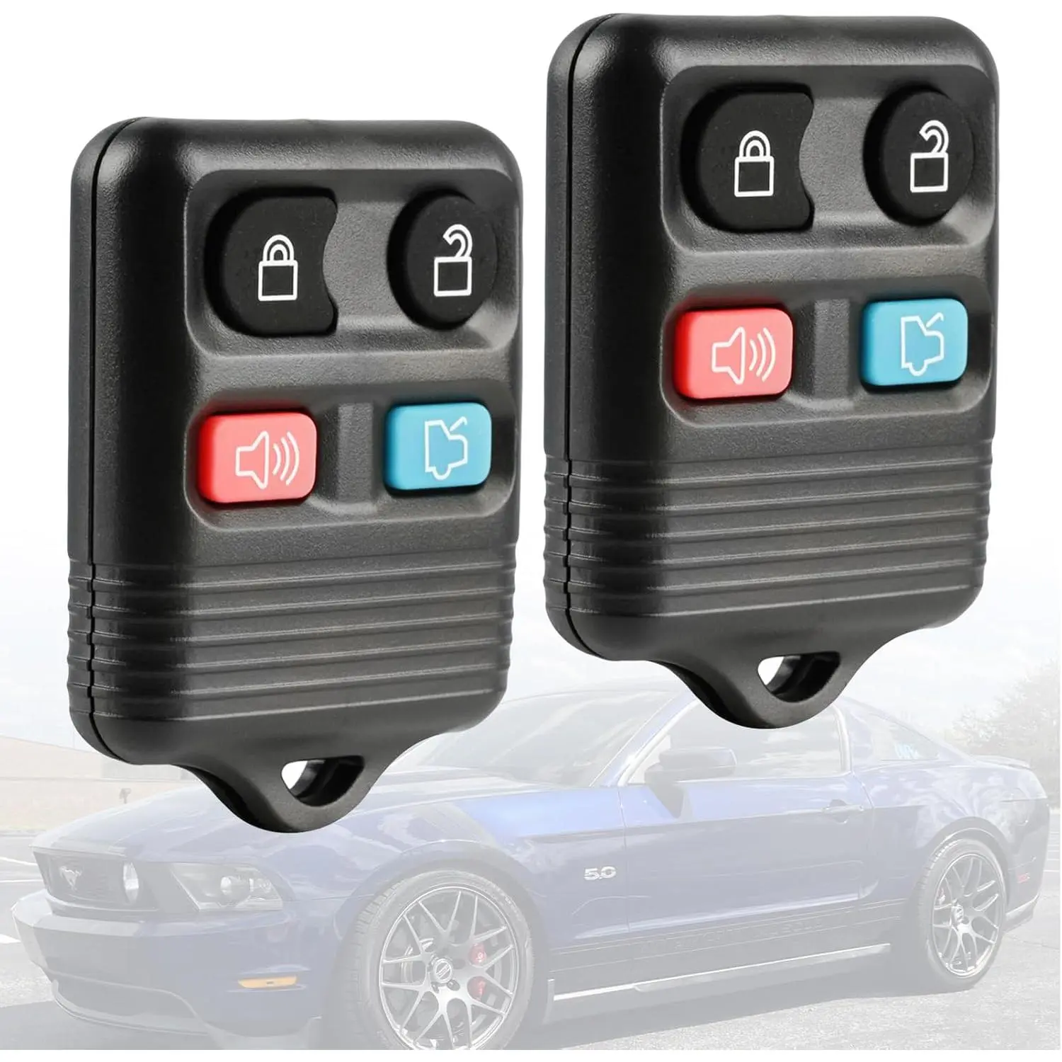 4-Btn Keyless Entry Key Fob Remote with Lock/Unlock Function, Pre-Assembled, Fit for 1998-2014 Ford Focus/Explorer, Mercury, Lincoln, Mazda Tribute (CWTWB1U331, GQ43VT11T, CWTWB1U345, Set of 2)