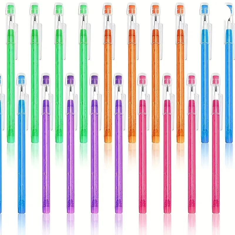 12 Pack Non-Sharpening Pencils with Matching Erasers, HB Translucent Stackable Lead Pencils, Suitable for Teachers, Writing, and Drawing, Stackable Pencils, 6 Colors, Ideal Choice for Back to School and Holiday Gifts