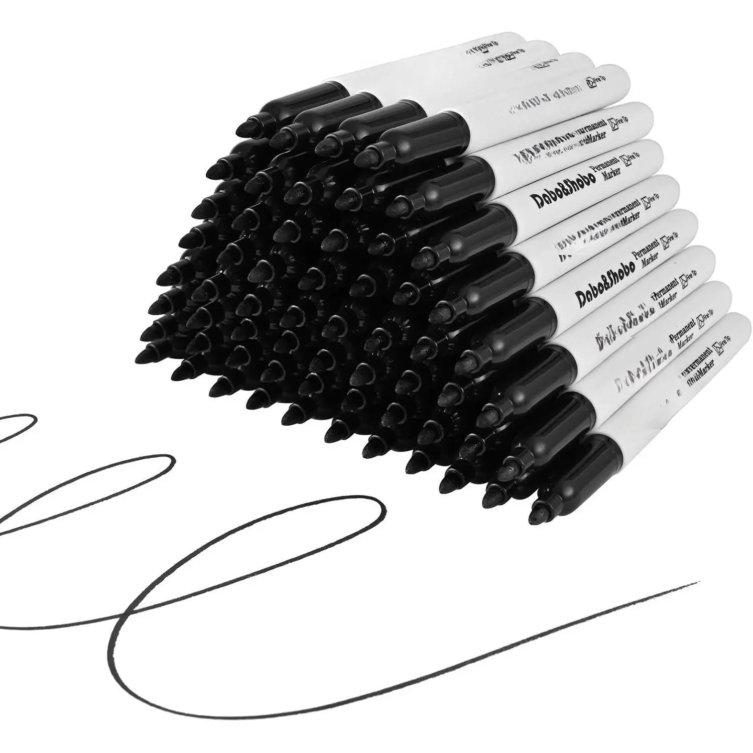 60 Pack Black Permanent Markers, Fine Point,  Colors, Works  Plastic,,Stone,Metal and Glass for Doodling, Coloring
