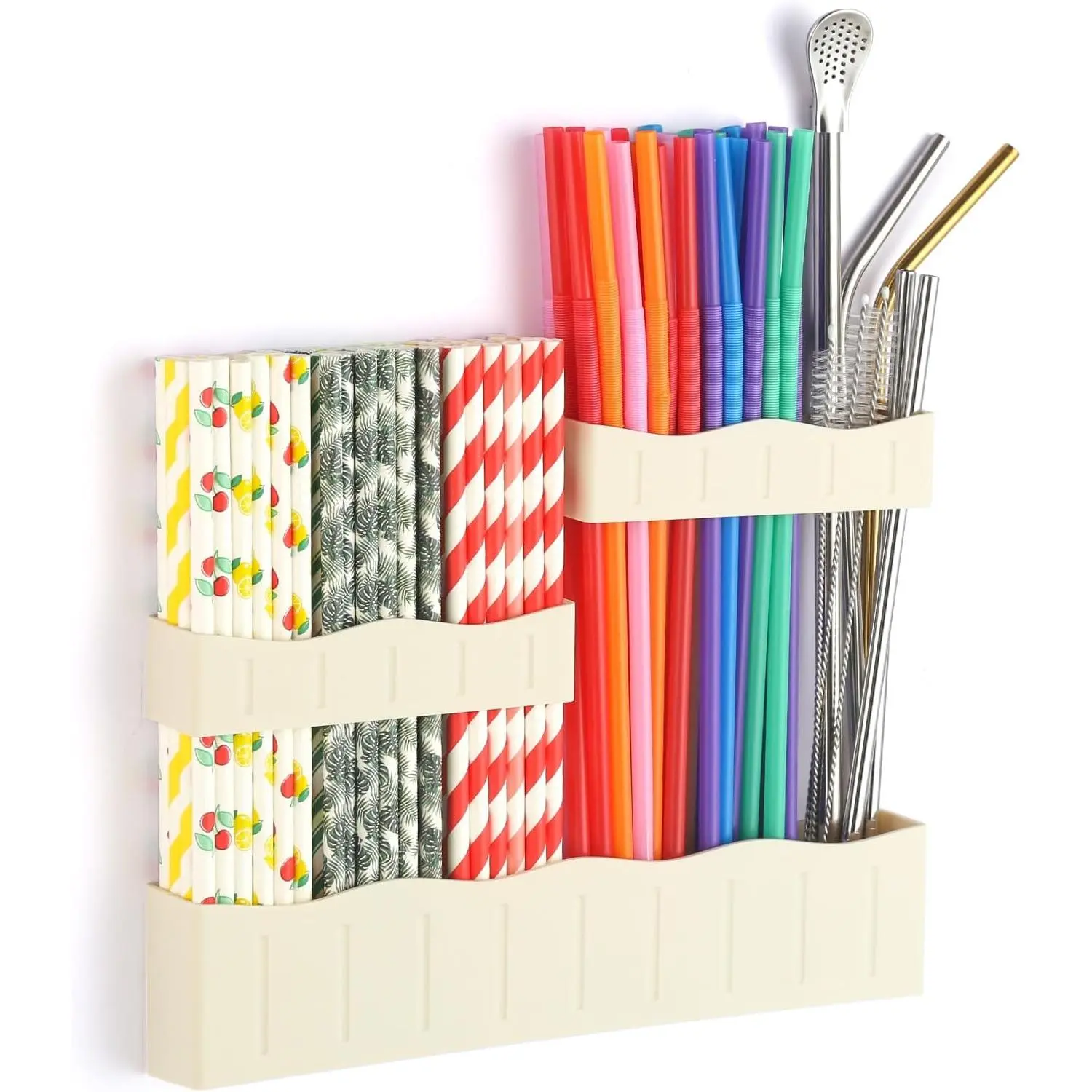 Straw Organizer for Cabinet Door, Tumbler Straw Holder Storage | Adhesive Straw Dispenser, 9.5 Inch, , Ultra Sticky for Pantry Cupboard Door Silverware Drawer Refrigerator