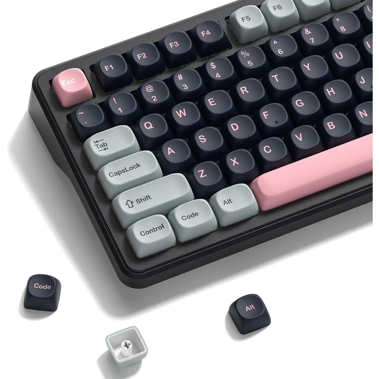 Dye Sublimation PBT Keycap for Mechanical Keyboard, MOA Profile, 126 , Custom Keyboard Keycaps Set, Compatible with MX Cherry Switches and ANSI, 60%/75%/96%/104% Layout, Black &