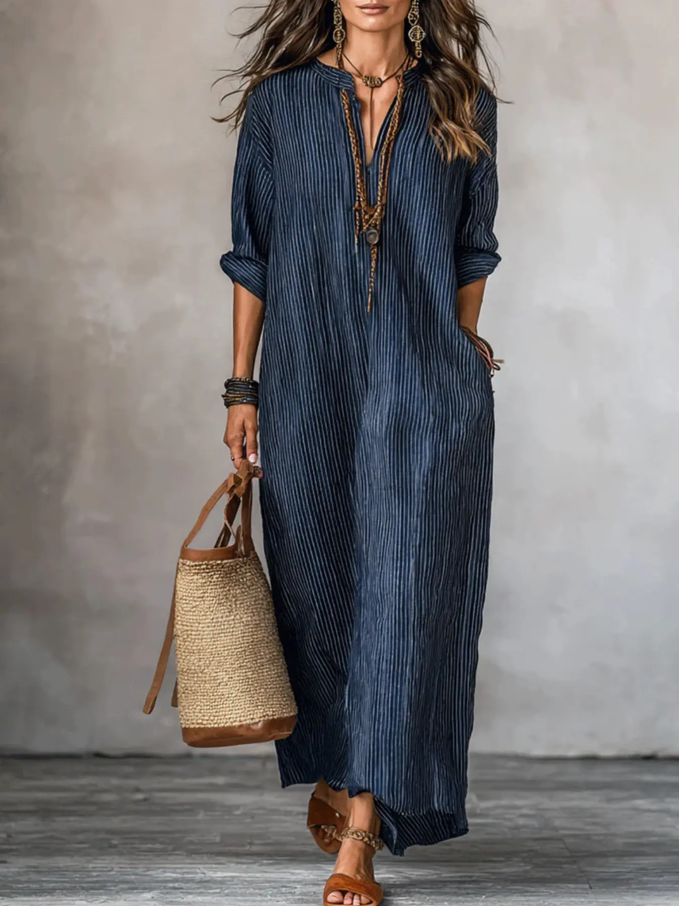 Elegant Striped Knee-Length Dress, Short Sleeve Fitted Design, All-Season Fashion, Perfect for Office & Leisure, Vintage Style